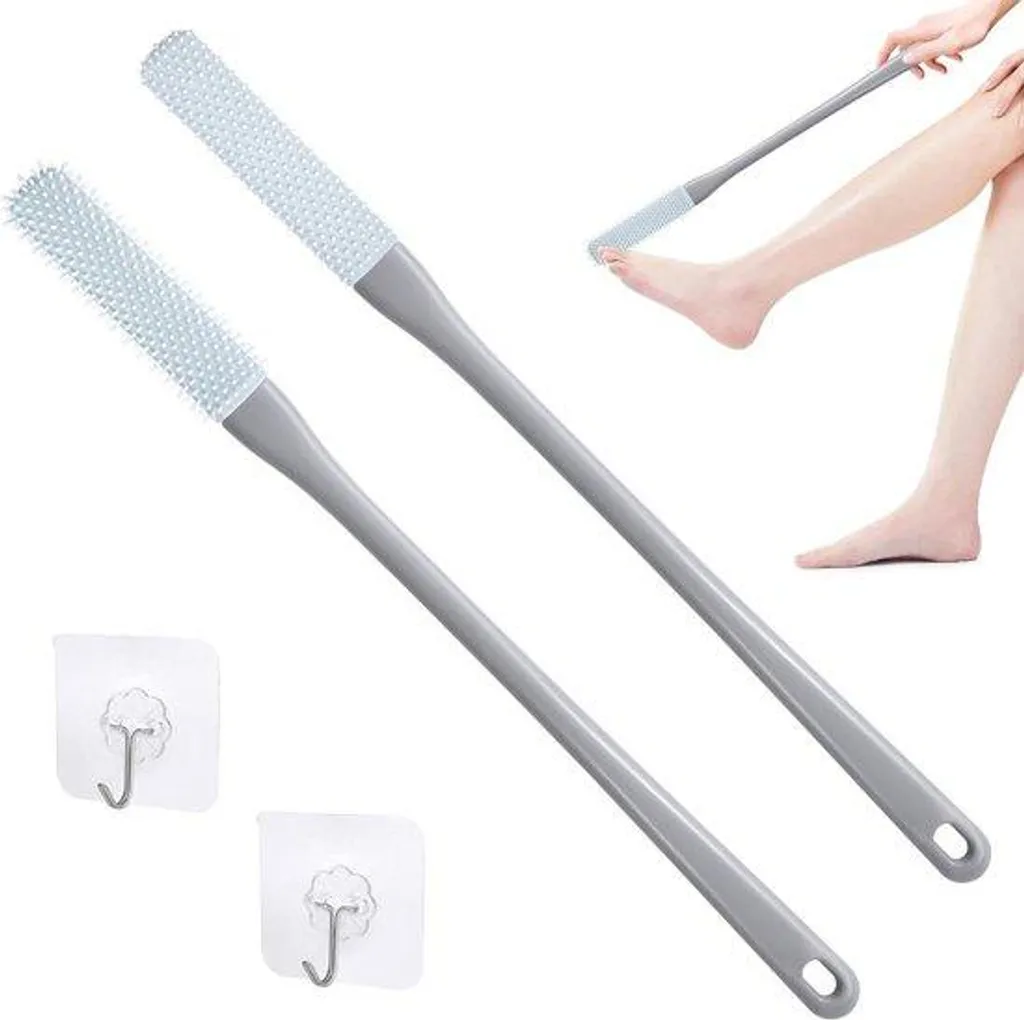 Brosse pieds silicone douche lot de 2 gris fini les pieds secs et rudes