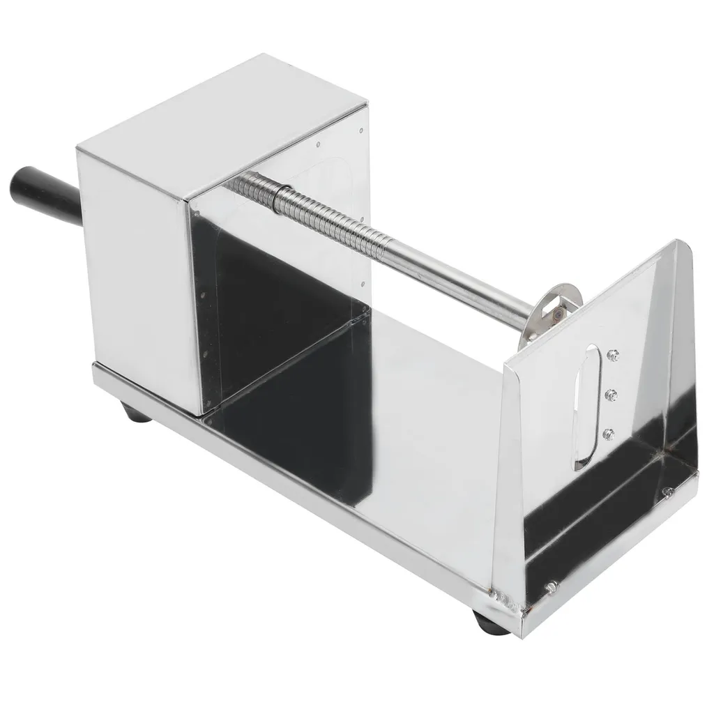 Coupe-patates inox robuste avec manivelle, machine spirale 25cm argent