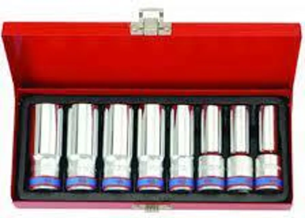 Kit 8 Pezzi Bussole 1/2" King Tony Professionali - Serie Lunga in Metallo