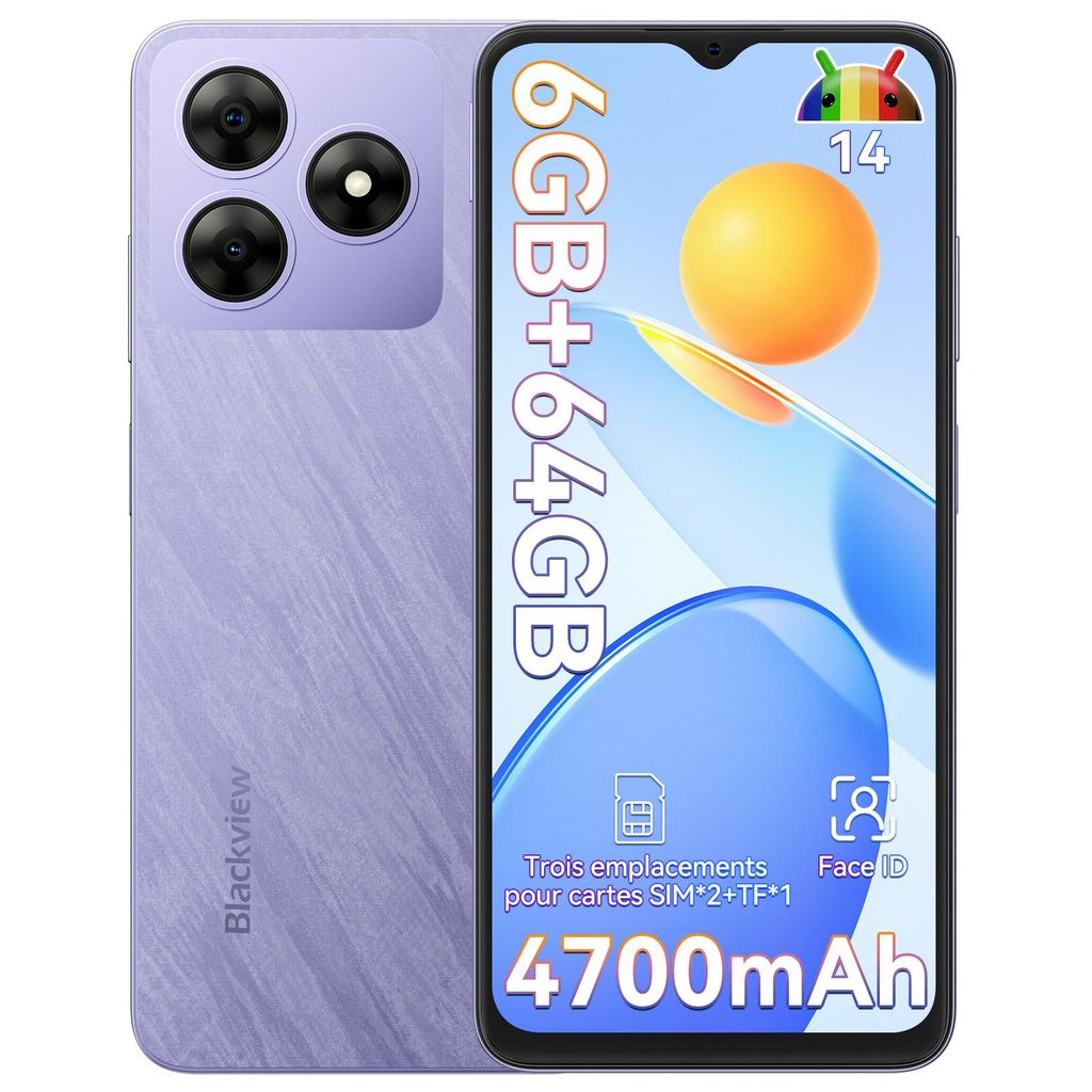 Blackview Wave 8C Handy Ohne Vertrag Octa Core 6,56" HD+ IPS Smartphone, 6GB(2GB + 4GB)+64GB/2TB, 1080P FHD, 5000mAh, Dual SIM, Face Unlock