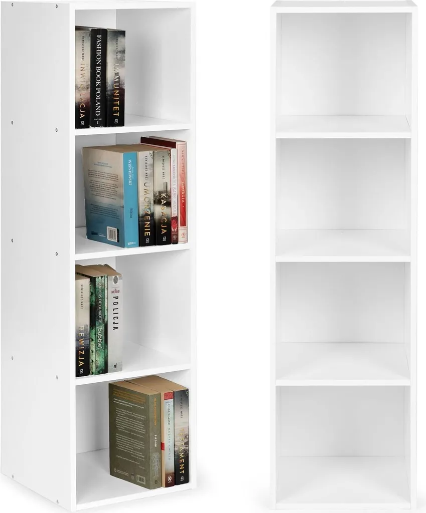 Meuble bibliothèque blanc 4 niveaux design loft 145cm - Finition mate