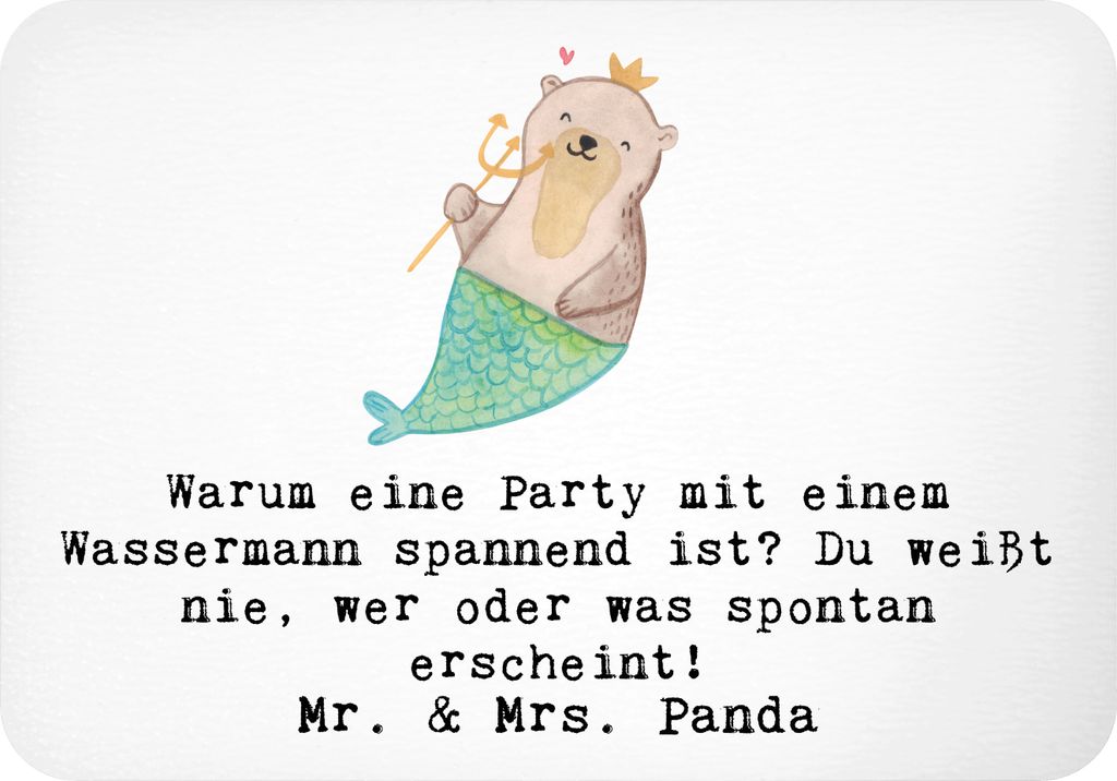 Mr. & Mrs. Panda magnet Spruch Wassermann Party - Weiß - Geschenk, küchenmagnet, whiteboardmagnet, wandmagnet, zettelhalter, Geschenke Sternzeich...