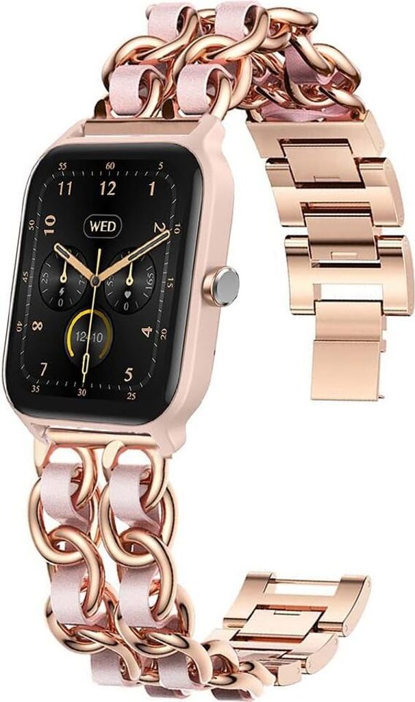Blueshaweu Ersatzarmband für Toobur/Gydom/Woneligo IDW13, 1,8 Zoll Smartwatch, Edelstahlgurt mit Lederschleife