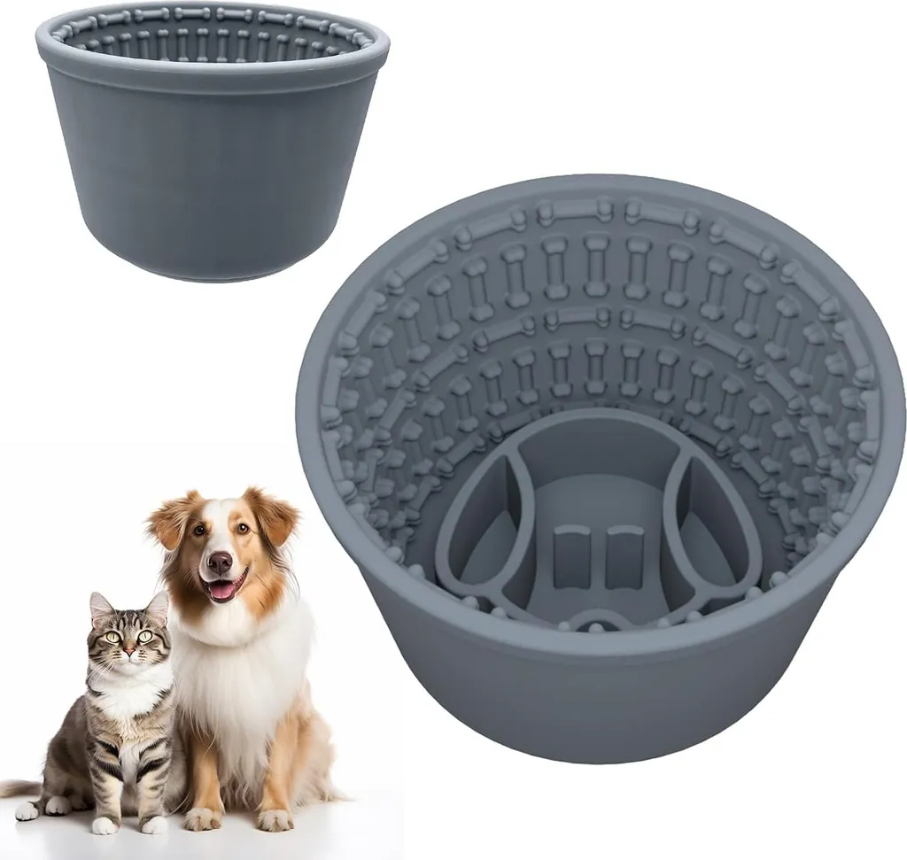Gamelle anti-choc pour chiens en terre cuite XL - Bol Bleu-Gris 2L