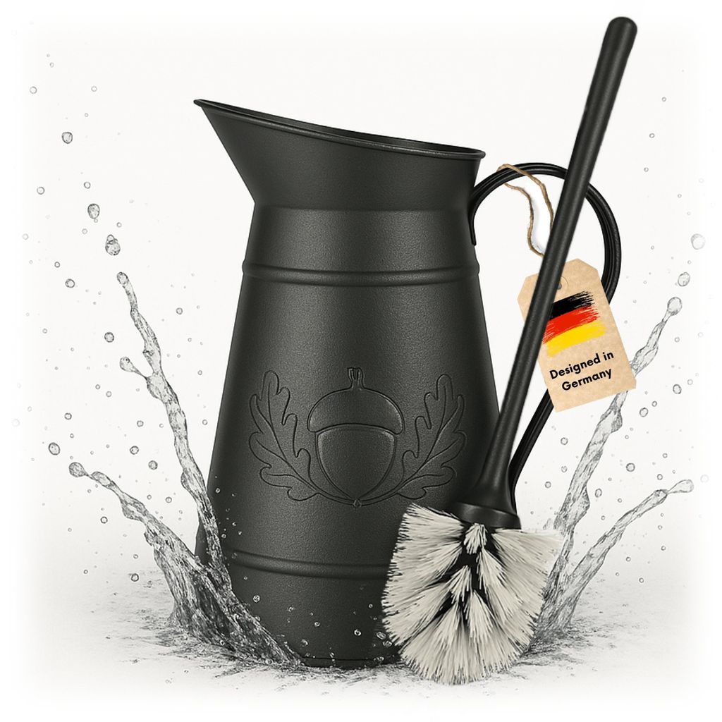 VON STEINEICH Klobürste - Metallkanne (schwarz) - Vintage Toilettenbürste Badezimmer - Rostfreie WC-Bürste - Retro & Vintage Deko für das Bad...