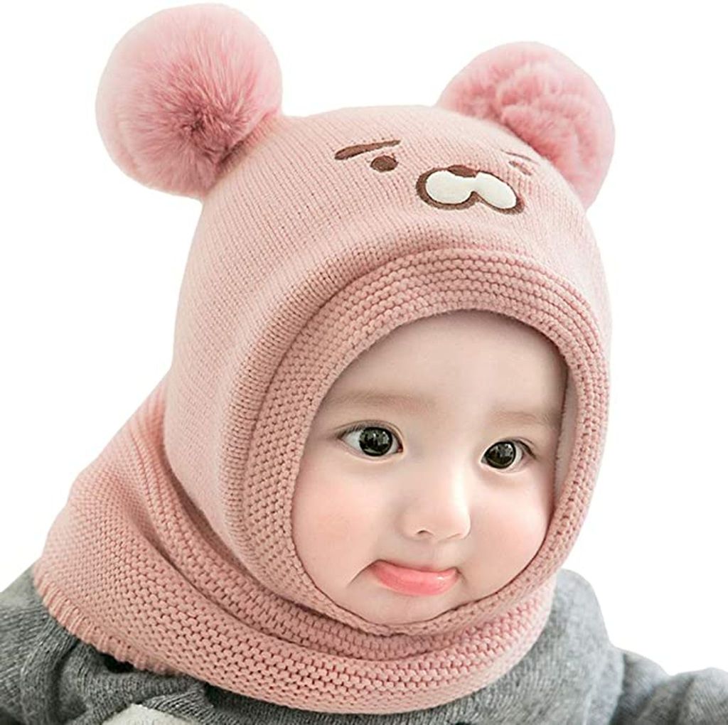 Baby schlupfmütze Warm Niedlich Bär Wintermütze Schalmütze Produktbild 