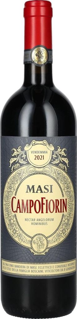 A bottle of Masi Campofiorin wine against a white background.