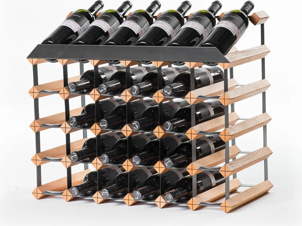 Rangement Vin pour Cuisine et Cave - Casier Hêtre 30 Bouteilles Raxi