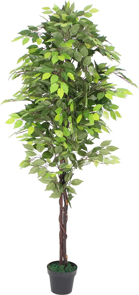 Ficus Plante Artificielle 180cm Decovego avec Tronc en Bois Véritable