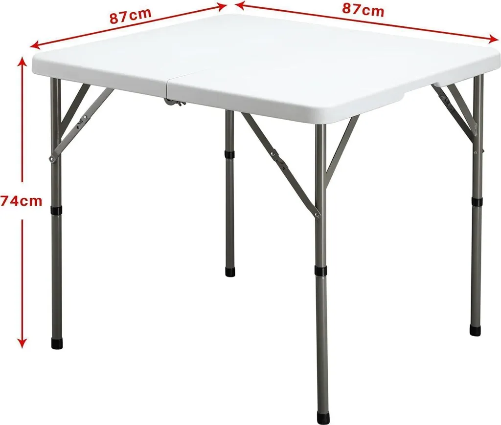 Table de camping pliante 87 cm blanche, table de buffet transportable - 3