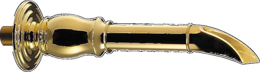 Brunnenröhre Brunnenauslauf Messing poliert Ausgang mit Schaufelausladung Wandmontage 1/2" Länge: 29 cm