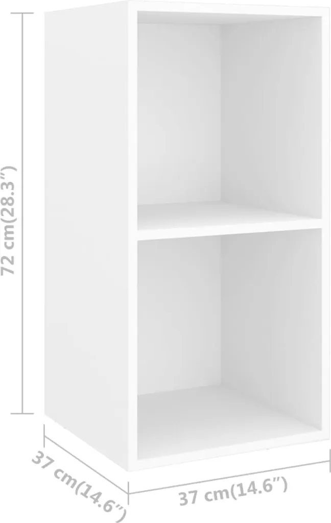 Pensile Bianco per TV e Media 37x37x72 cm - Mobile in Legno - 8