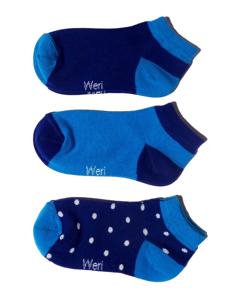 Kinder Sneaker Socken für Mädchen 3-er Pack aus Baumwolle Pünktchen Tinte Größe 35-38