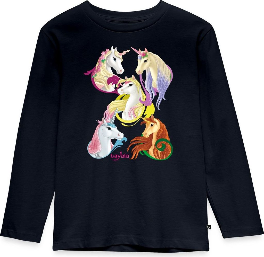 Spreadshirt Schleich Bayala Einhörner und Pegasuspferde Kinder Premium Langarmshirt, 122/128 (6 Jahre), Navy