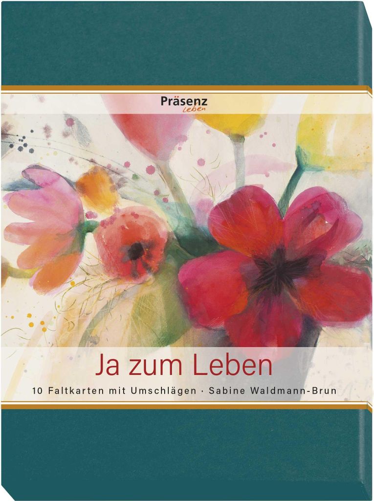 Faltkarten Ja zum Leben, 10 Stück, B6 (12 x 17 cm), aus 100% Recycling-Papier, mit Umschlag