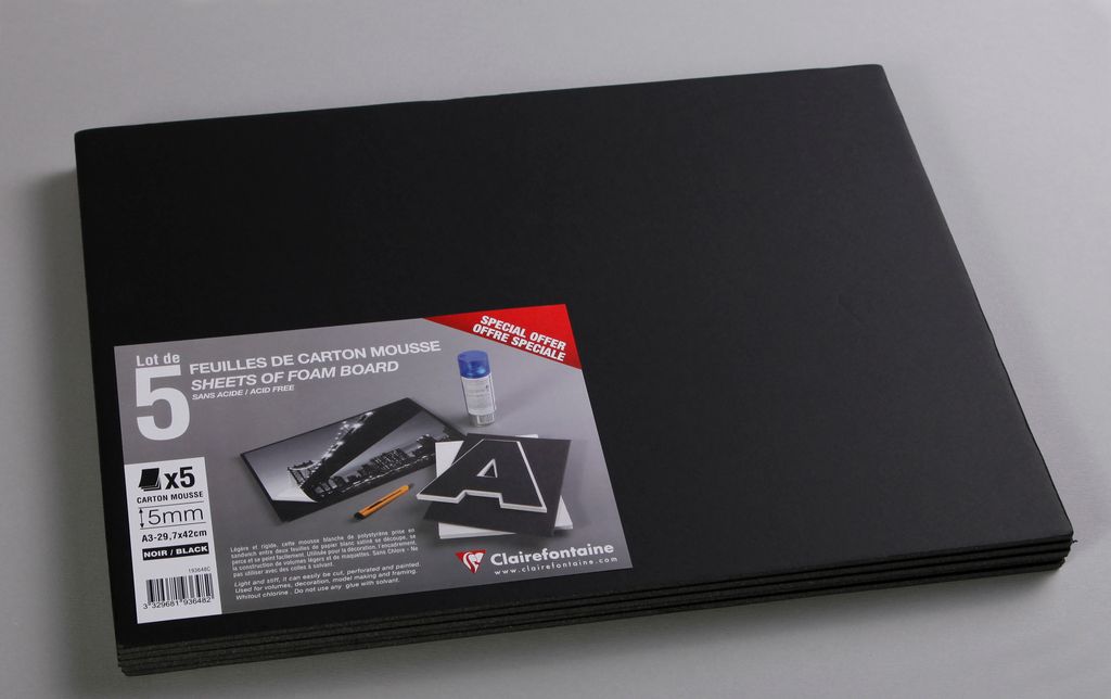 Clairefontaine Schaumkarton 5,0 mm DIN A3 5 Bogen - Schwarz 193648C