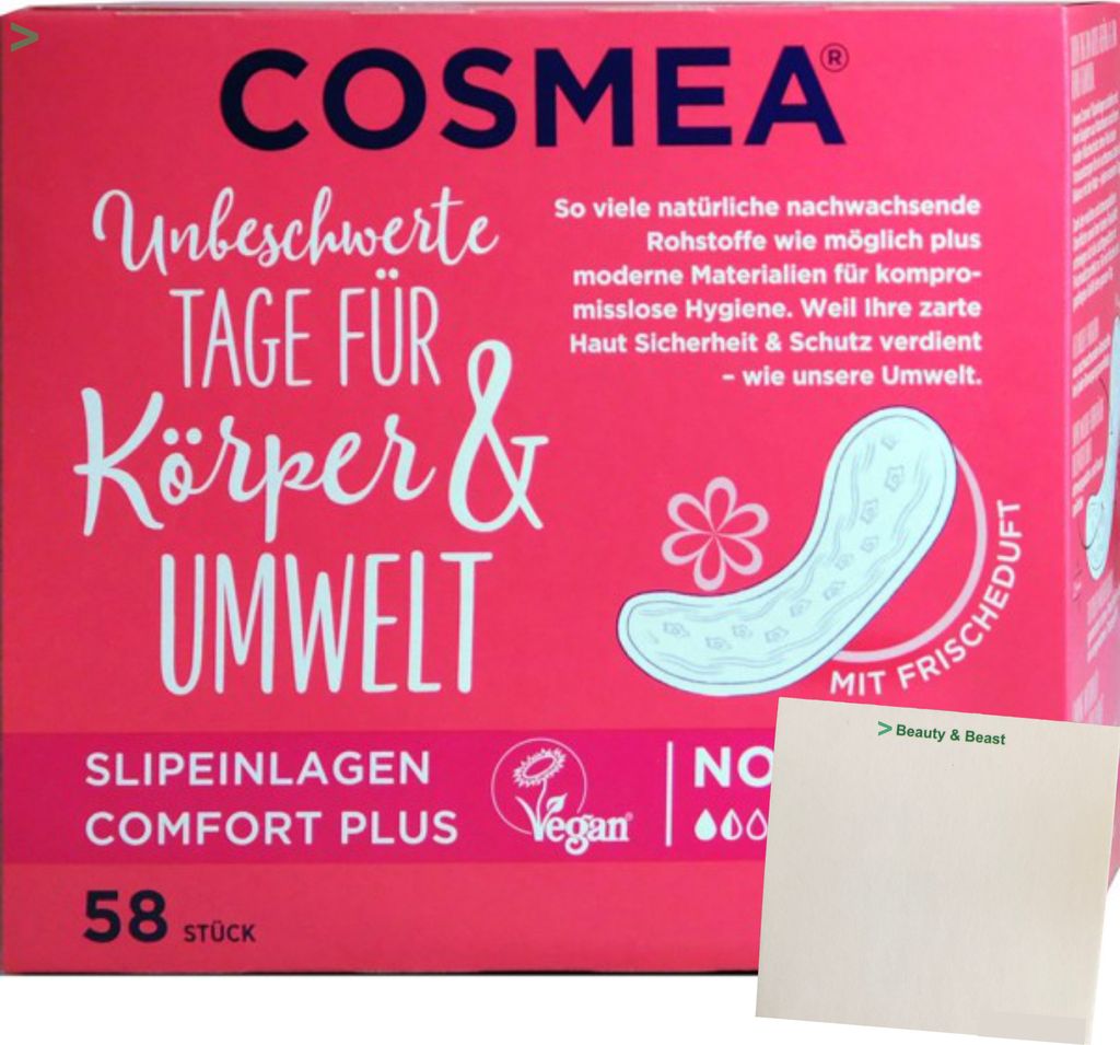Cosmea Comfort Slipeinlagen normal mit Frischeduft luftdurchlässig (1x58 Stück) + usy Block