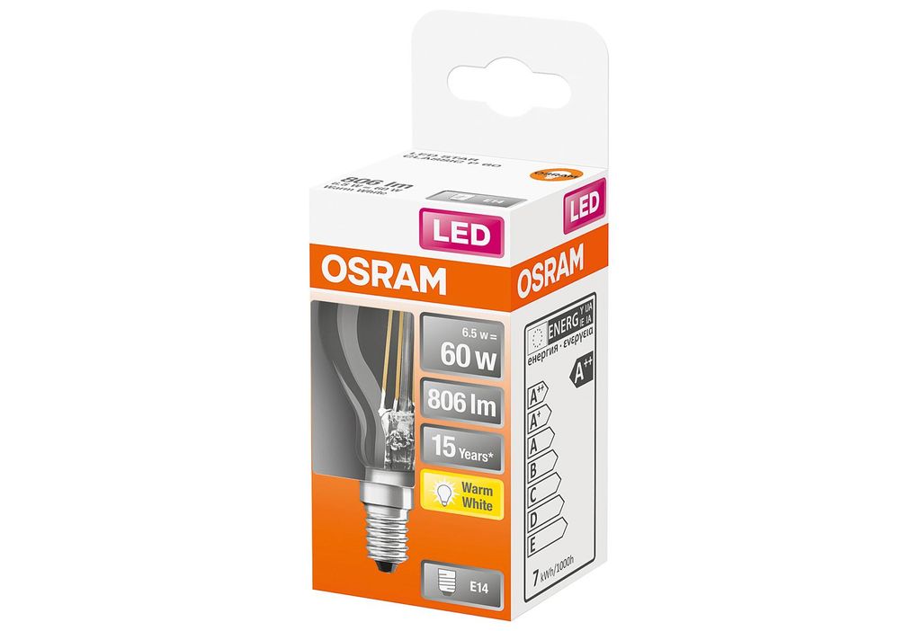 Led Sphérique Clair Filament 6.5w E14 Chaud Bte 1 - Osram Image du produit 