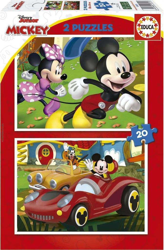 Educa Borras 2x20 Teile Mickey Mouse Fun House Holzpuzzle Golden Golden One Size