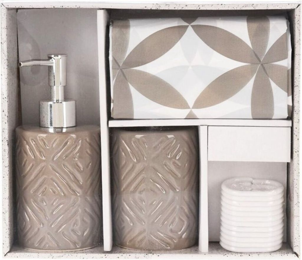 Badkameraccessoireset, 3-delig, bruin Productafbeelding 