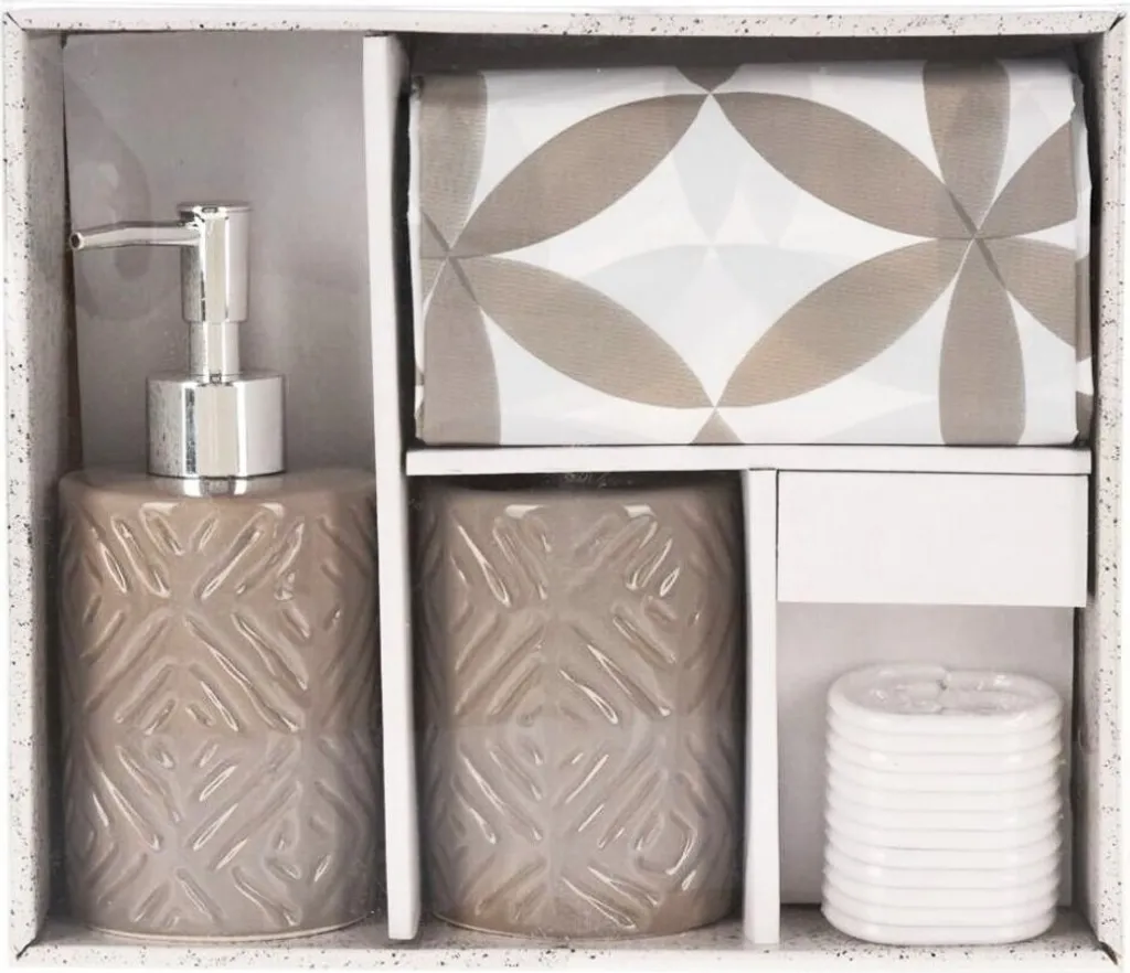 Set Accessori Bagno 3 Pezzi Marrone KO-CY2210590 | Arredo Elegante