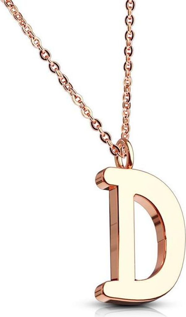 D - Kette Buchstaben Anhänger Rosegold aus Edelstahl Damen D