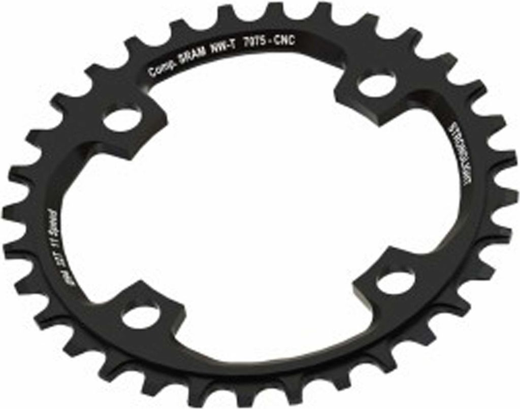 STRONGLIGHT 274664 Kettenblatt MTB Sram 1x11 für X01 4-Arm 38Z mit Gewinde LK104mm, schwarz (1 Stück)