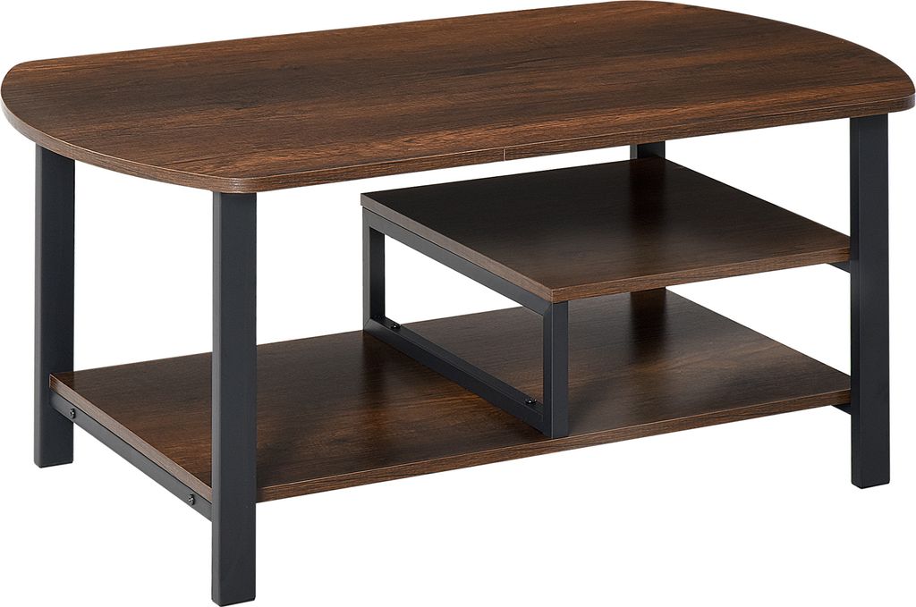 A coffee table with two shelves.