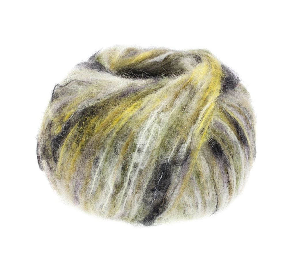 Lana Grossa - Lala Berlin Brushy 0103 rohweiß oliv schwarz nougat beige