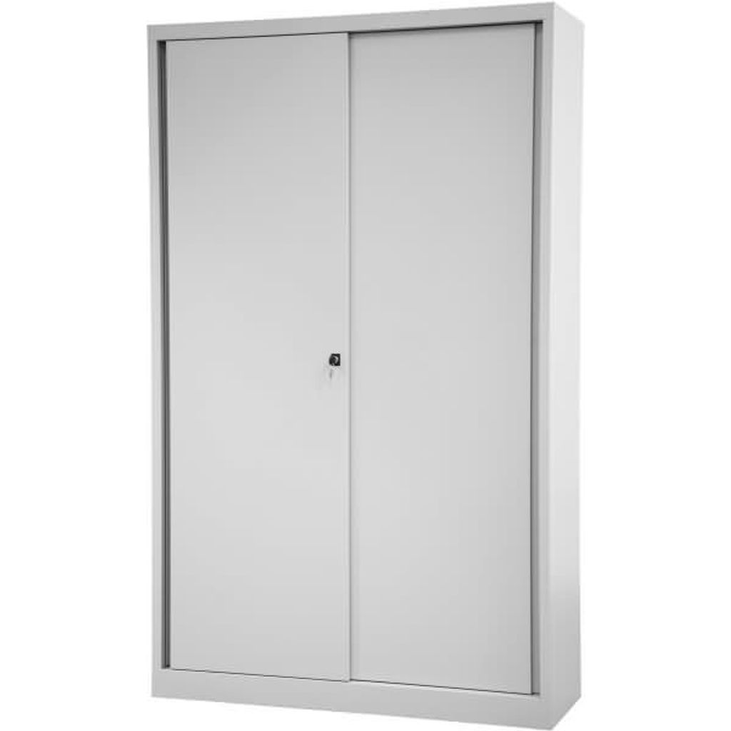 Schiebetürenschrank Eco Stahl 4 Fachböden 5 OH lichtgrau