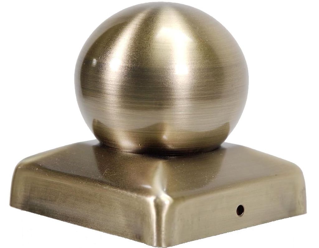 Pfostenkappe "Antik Optik" für Holzpfosten 8x8 cm mit Kugel Aufsatz, inkl. Edelstahl-Schrauben