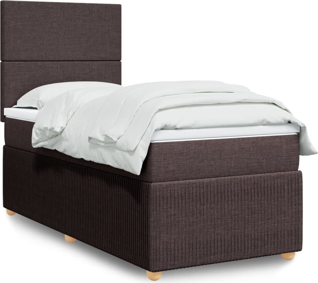 Möbel Boxspringbett mit Matratze Dunkelbraun 100x200 cm Stoff - Klassische Betten 3294263