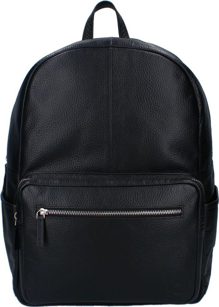 Schwarzer Baby Wickel-Rucksack | Echt Leder | mit Wickelunterlage