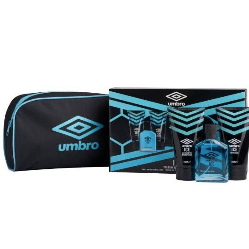Umbro Ice Gift Set - Eau De Toilette 75 Ml, Shower Gel 150 Ml, 2-In-1 Shampoo And Conditioner 150 Ml, And Cosmetic Bag