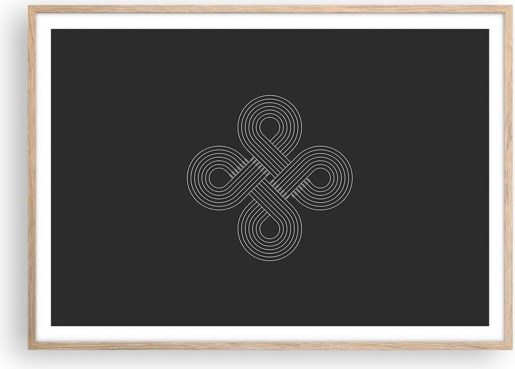 Gerahmtes Poster - Rahmen in heller Eiche - Symbol Schleife Unendlichkeit - 100x70 cm - Wand Bild - Wanddeko - Wandbilder - Kunstposter - Wandposte...