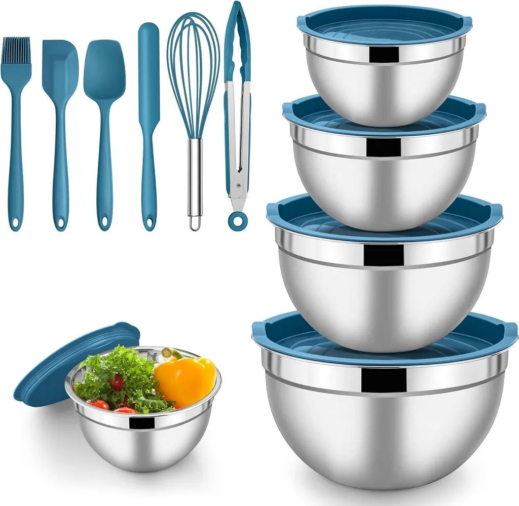 Set 5 Ciotole Inox Herogo Blu per Camping | Leggere e Indistruttibili