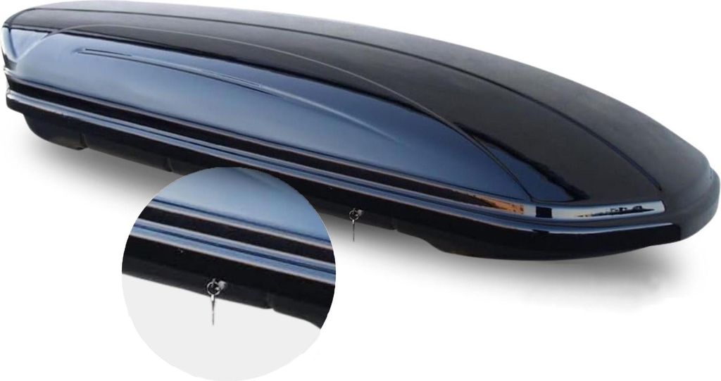 Dachbox MAA460 schwarz glänzend 460 Ltr + Dachträger Menabo Tema kompatibel mit für Mercedes B-Klasse W246 (Schrägheck 5 Türer) ab 2012 Alu