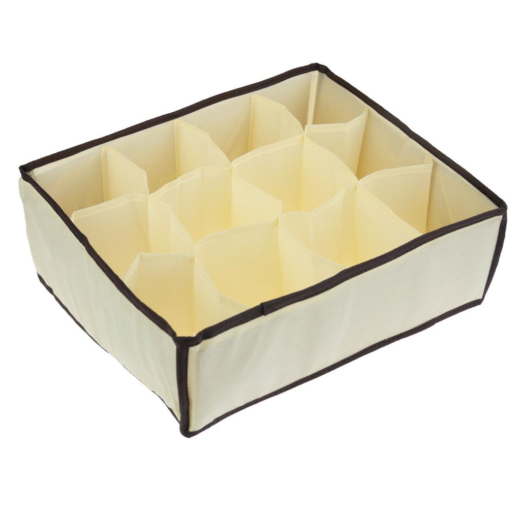 Organizer Per Cassetti 12 Pezzi - Divisori In Tessuto Non Tessuto Per Biancheria Intima, Calze, Pantaloni - Bianco - Misure Varie