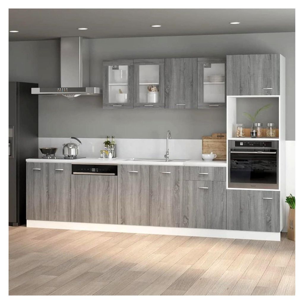Spülenunterschrank Lyon Grau Sonoma 80x46x81,5 cm Holzwerkstoff, Stauraum für Küche, Wandhalterung, für Wohnküchen und Gastronomie