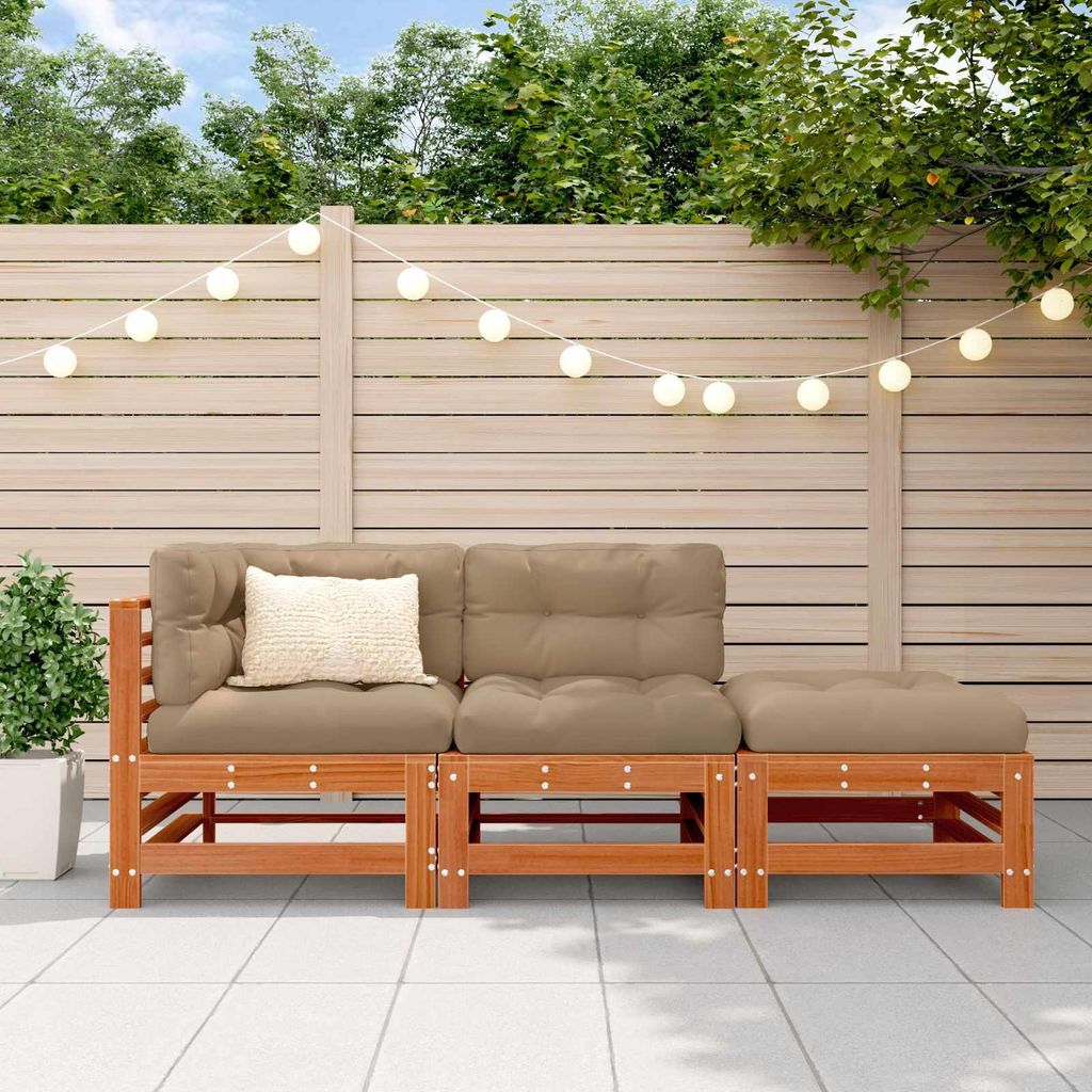 "Neues Produkt" Sectional Sofa Einheiten 3 Stück - Wachsbraun - Gartenstühle V3378