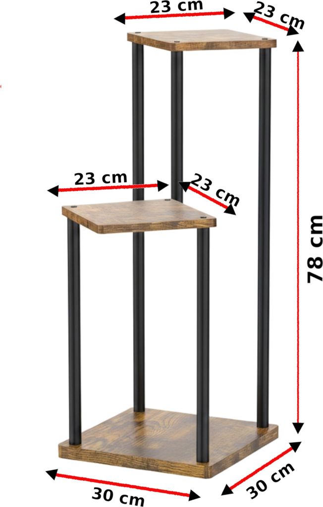 BOTLE Blumenständer aus Metall & Holz, 3 Ebenen Produktbild 