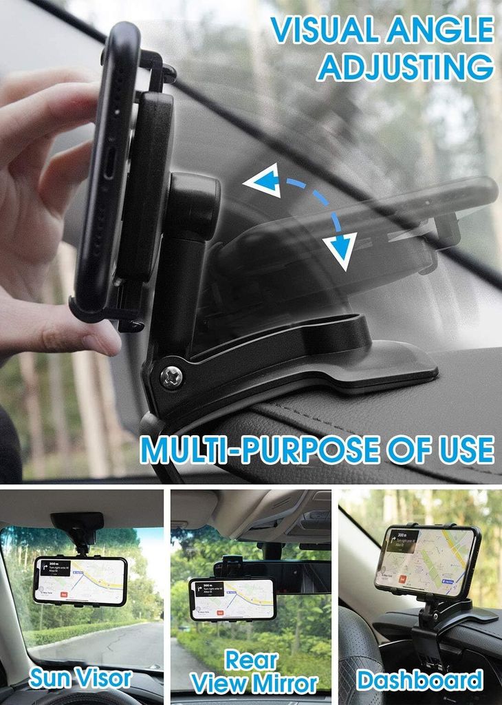 Generisch Supporto Universale Per Cellulare Auto - Rotazione 360°, Fissaggio Su Cruscotto E Parabrezza - 2