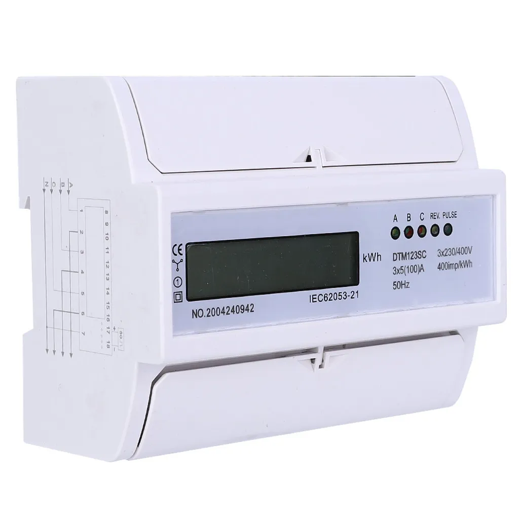 Compteur d'énergie triphasé 100A numérique KWh avec écran LCD