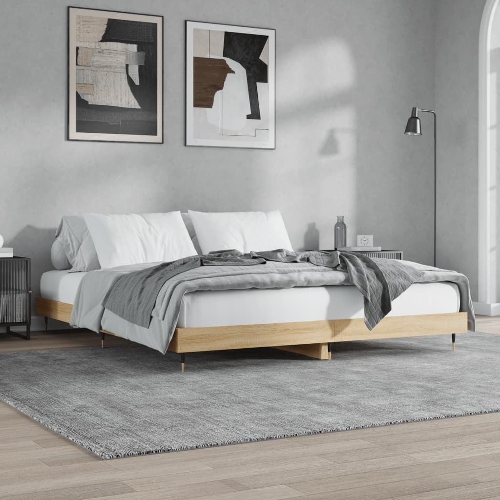 "2026 Promotion" Bettgestell moderne - ohne Matratze - Sonoma-Eiche 200x200 cm - Holzwerkstoff - Polsterbett CC29722
