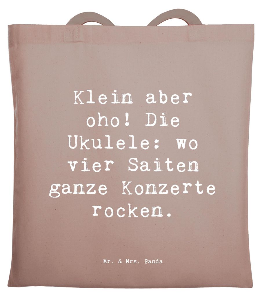 Mr. & Mrs. Panda Jutetasche Spruch Ukulele Magie - Braun Pastell - Geschenk, Musiker, Schultasche, Saiteninstrument, Baumwollbeutel, Hawaii, Laptop...