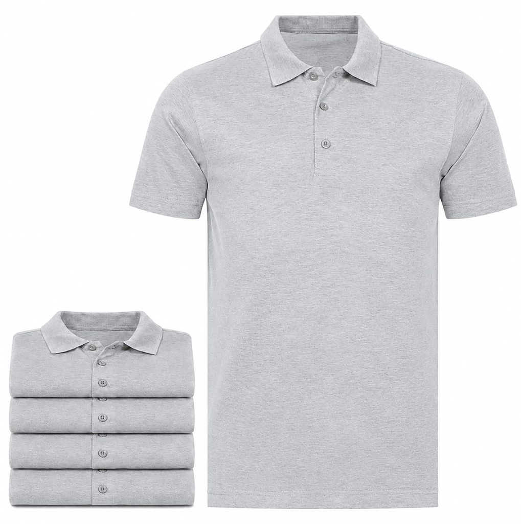 Mivaro Herren Poloshirt 5er Pack Grau meliert- Polo-Kragen Produktbild 