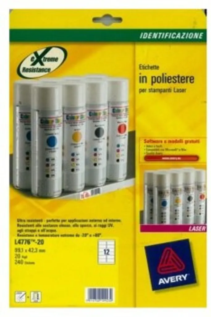 Avery L4776-20 Étiquettes d'impression blanches ultra résistantes polyester