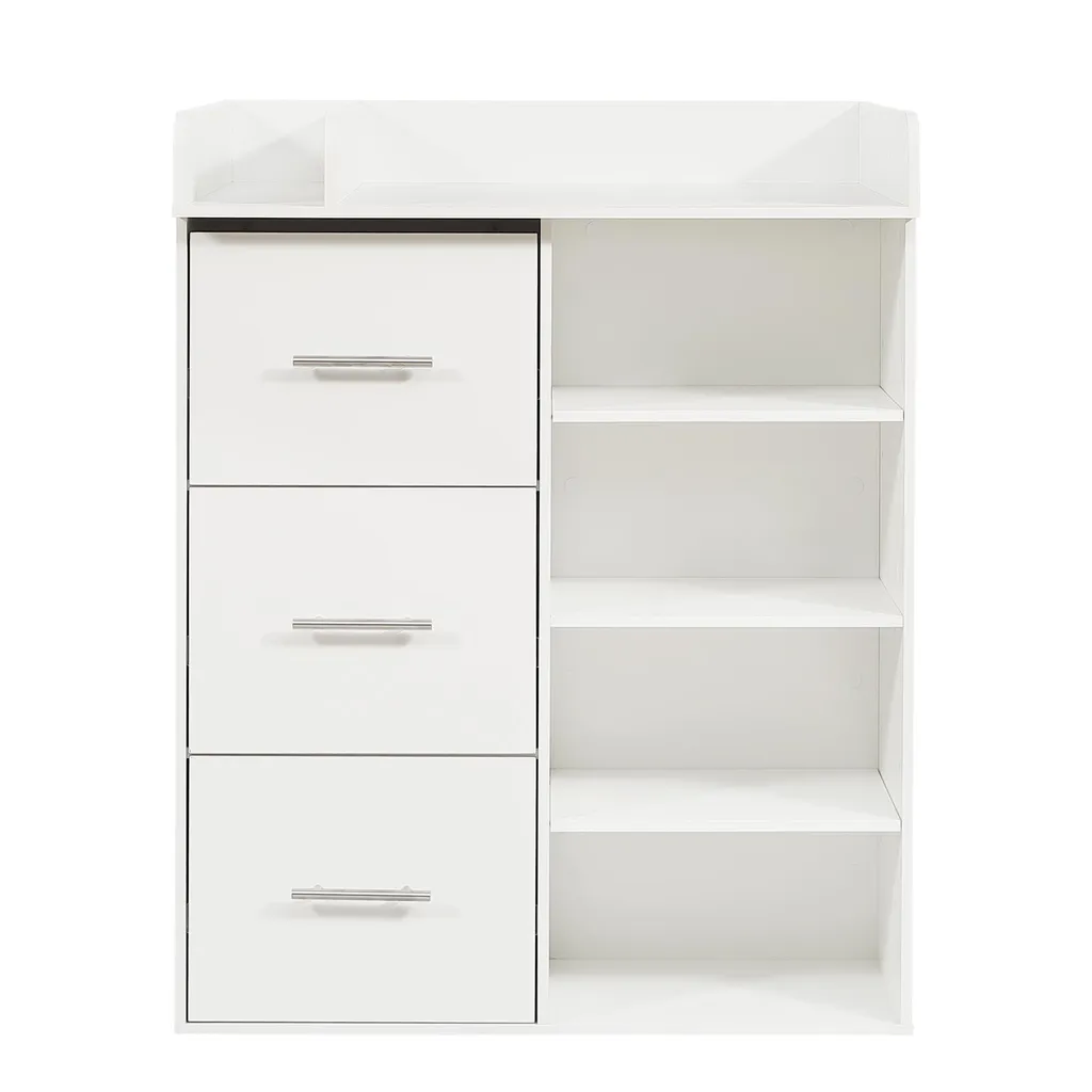 Commode à langer blanche Flieks : 3 tiroirs et étagères modulables - 9