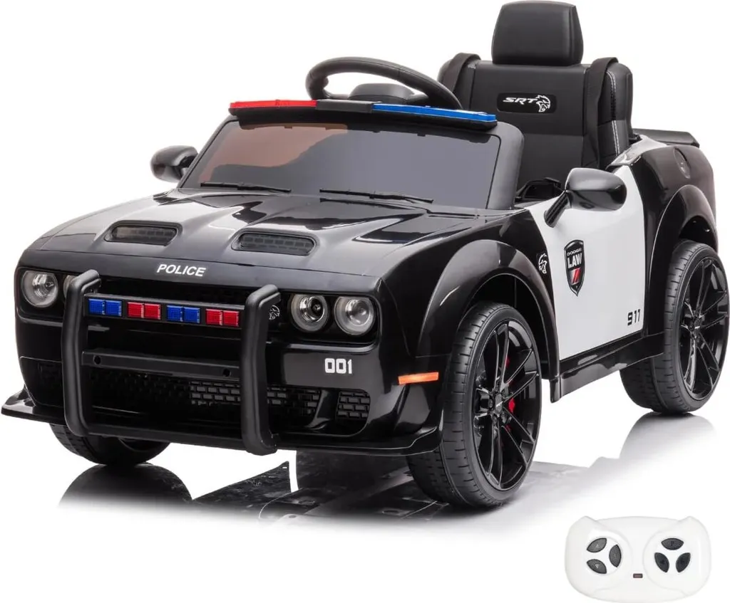 Véhicule électrique enfant style Police Dodge Charger 12V avec RC
