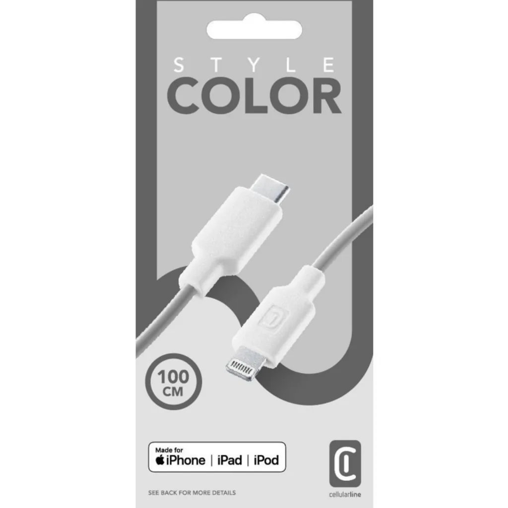 Câble de charge USB-C vers Lightning 1m Cellularline pour iPhone et iPad